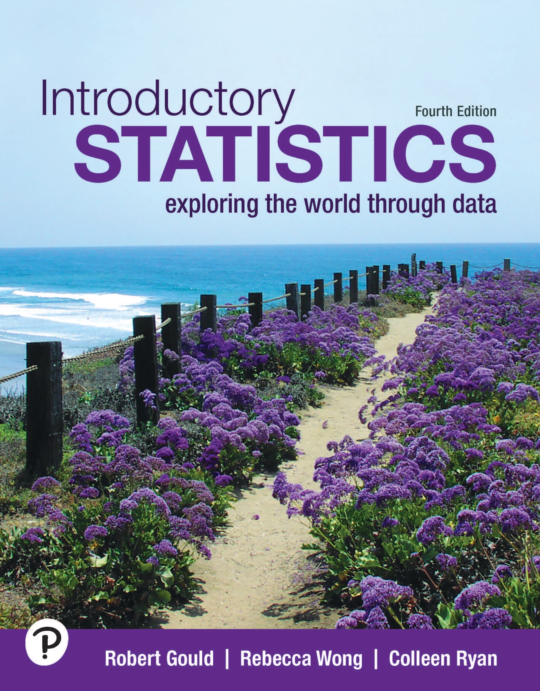 Cover design for the 3rd edition of Introductory Statistics featuring a scenic landscape revealing a straight dirt path through a field of vibrant yellow flowers under a blue sky with scattered clouds. 