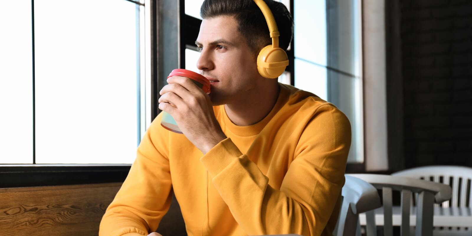 Man drinking coffee