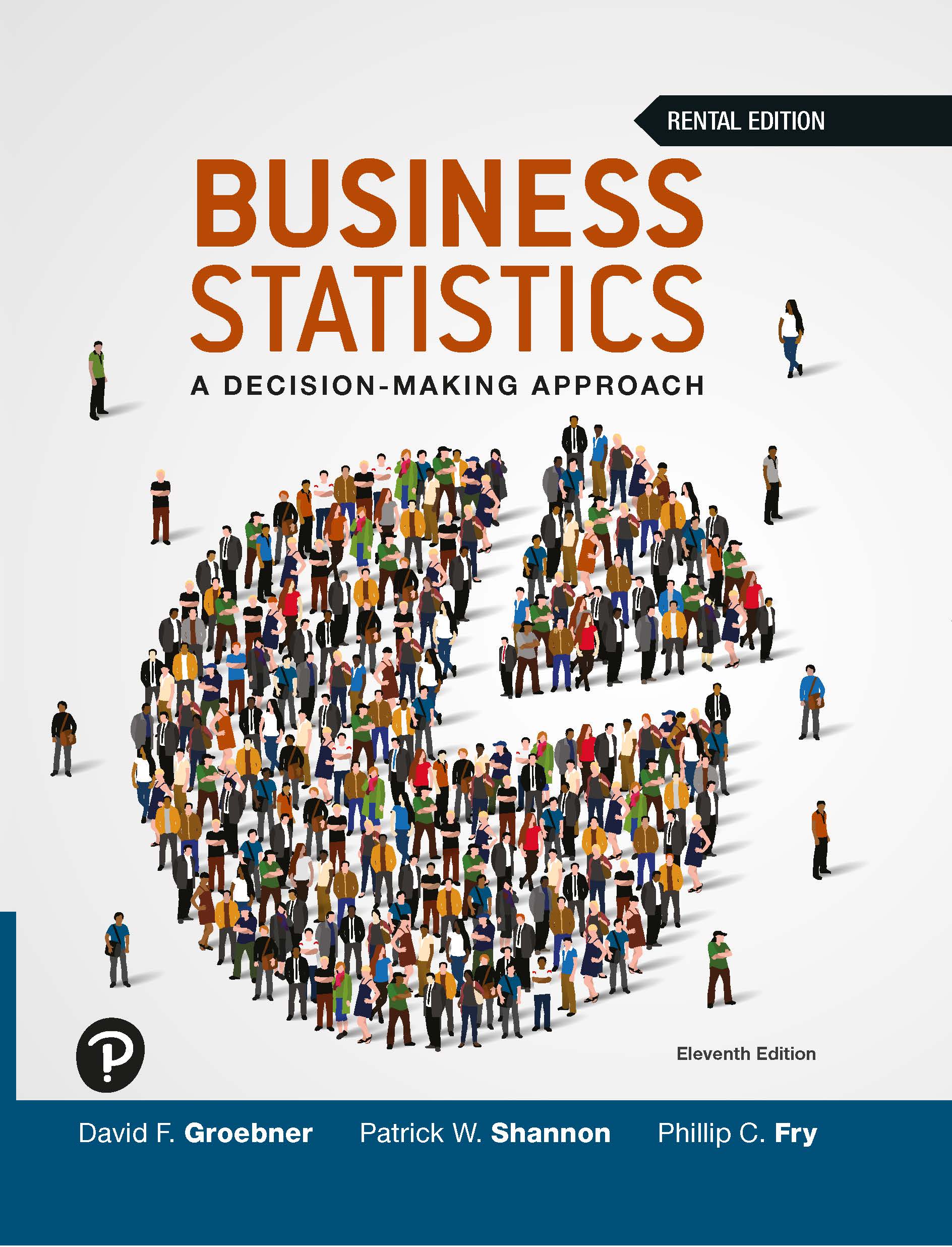 Cover design for the 11th edition of Business Statistics showing a pie chart comprised of a large crowd of people
