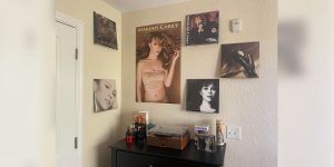 A corner in the blog author’s room featuring posters and album covers by Mariah Carey.