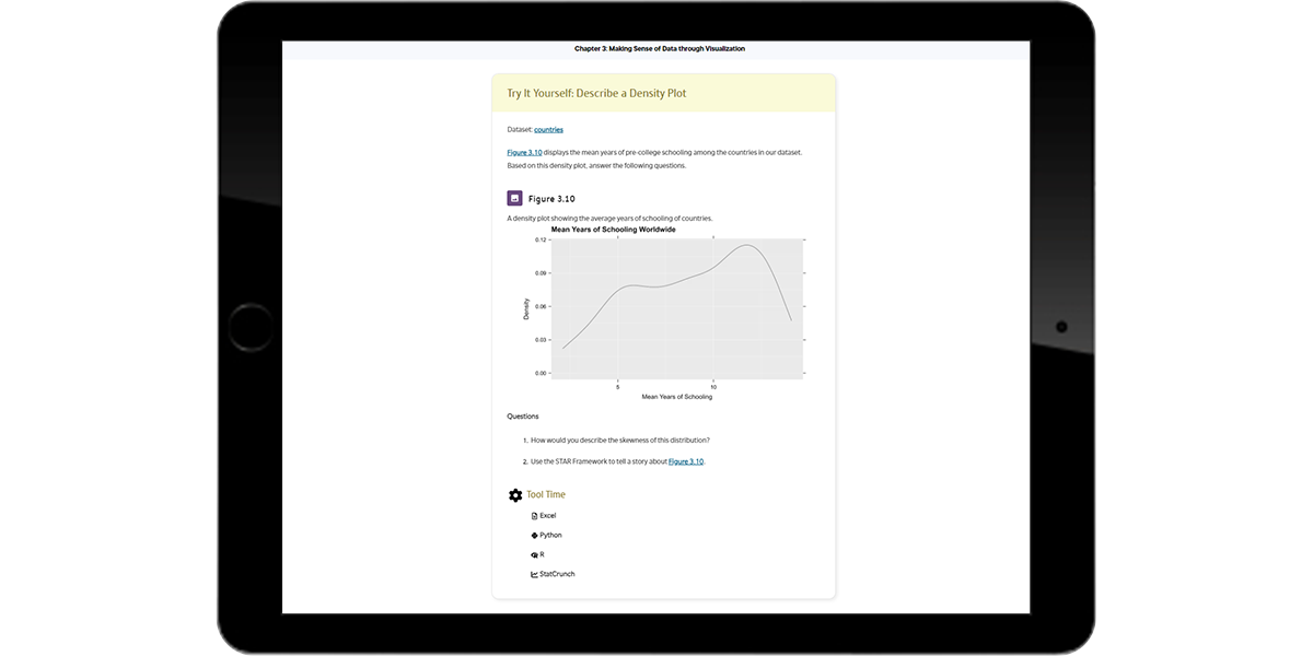 Try it yourself feature showing a density plot