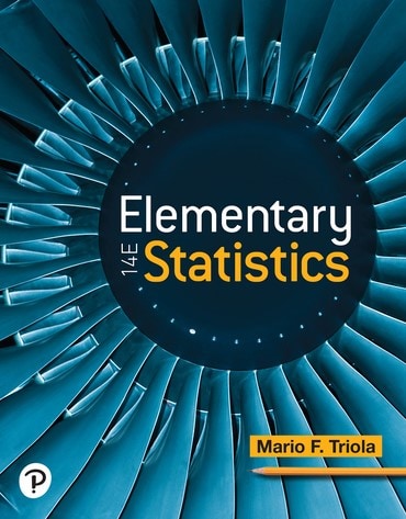 Cover design for the 14th Edition of Elementary Statistics with a pencil overlaying a blue turbine