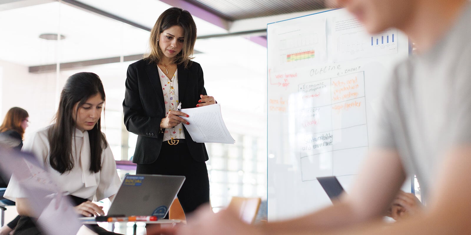 Serina Haddad teaching in a classroom