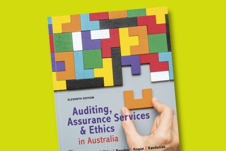 Promotional image showing book cover for Auditing, Assurance Services and Ethics