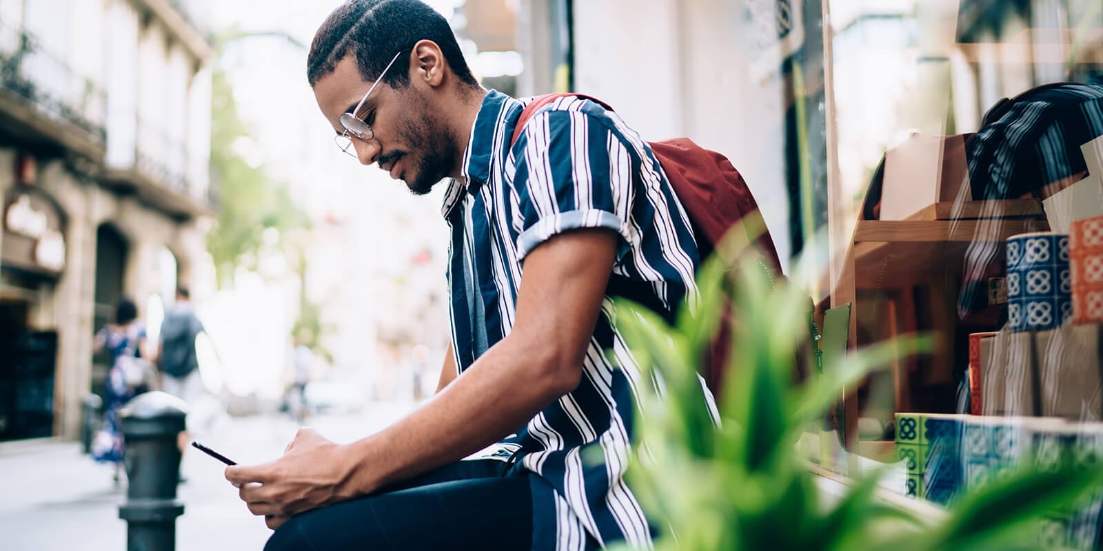 A man looking at phone