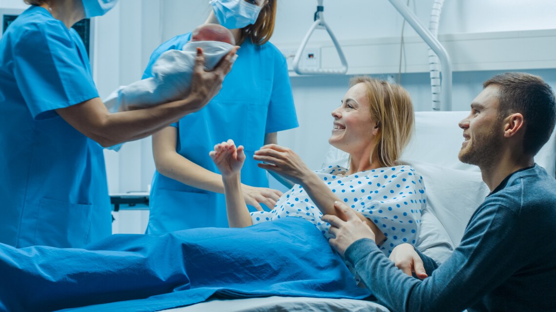 Midwife in delivery room