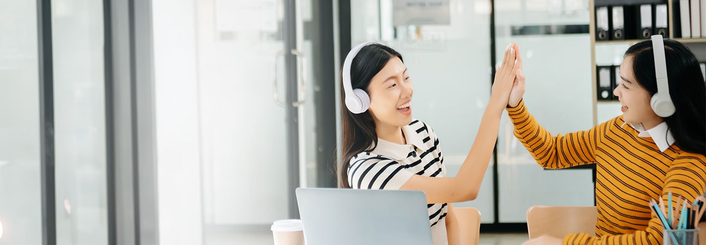 Happy friends, high five