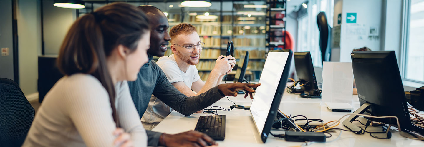 Learners looking at a screen