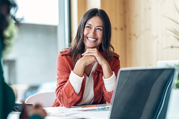 Professional woman laughing